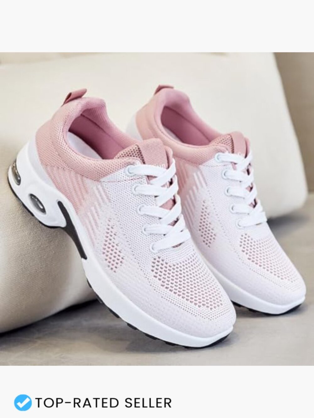 Lightweight Mesh Walking Shoes Cushioned Comfort Lace Up Fashion Sneakers - Picture 3 of 7